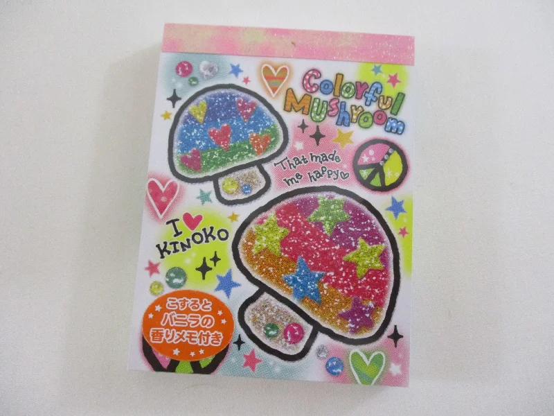 Cute Kawaii Kamio Colorful Mushroom Mini Notepad / Memo Pad - Stationery Designer Paper Collection