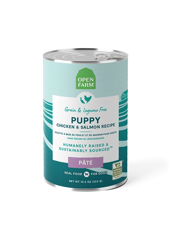 Open Farm Puppy Chicken & Salmon Recipe Pate Wet Dog Food, 12/12.5oz